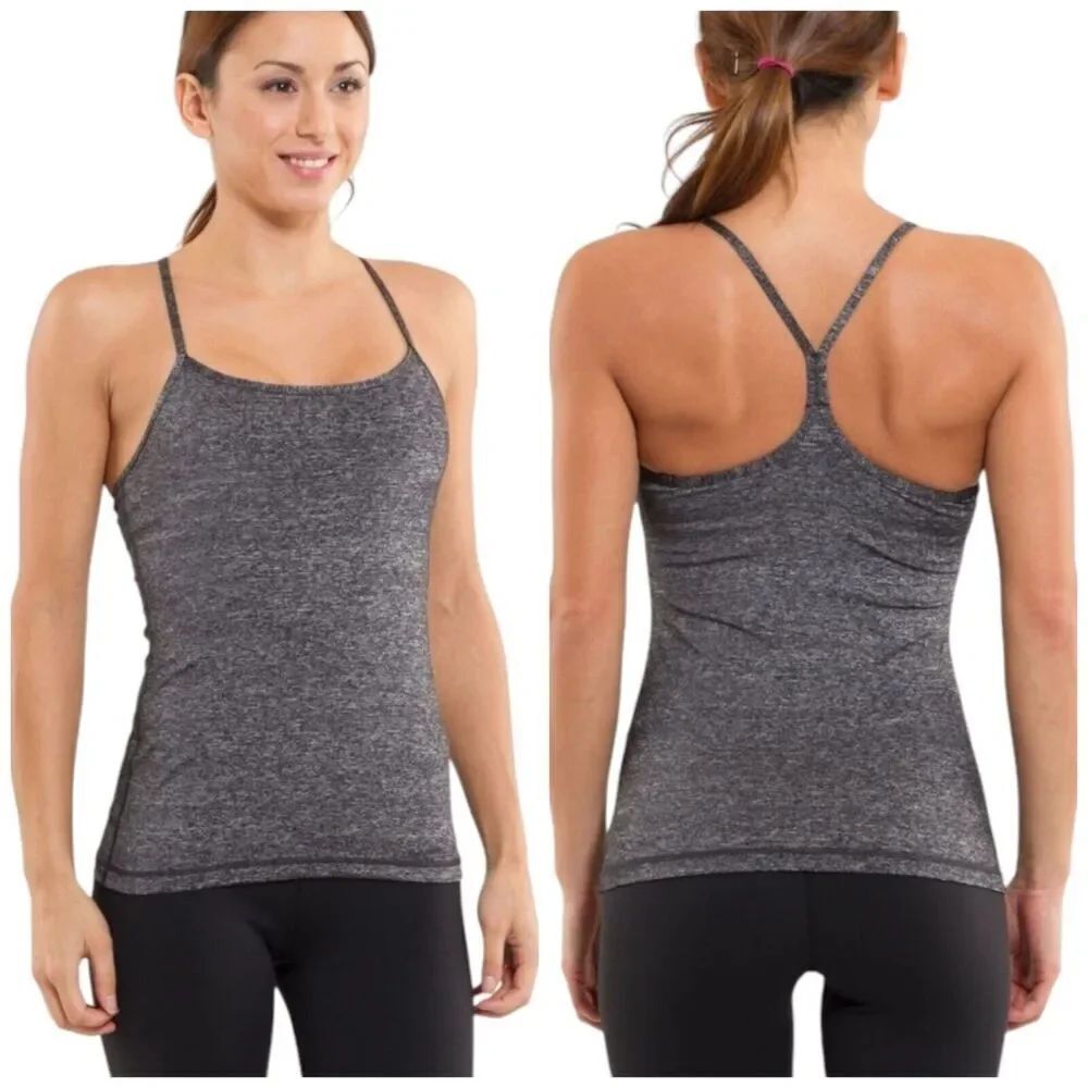 LULULEMON CROSS BACK STRAPS ATHLETIC STRETCH WOMENS TOP COLOR GRAY SIZE 8